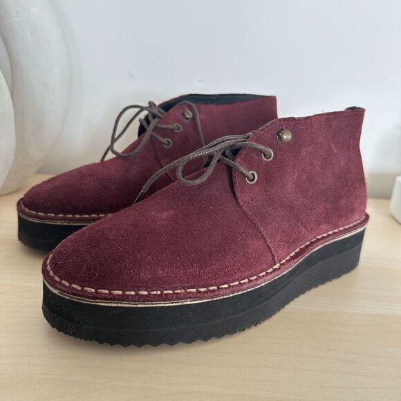 Swear London Shoes Mens 5 Platform Chukka Boot Chunky Suede Leather Oxblood EU38 main image 4